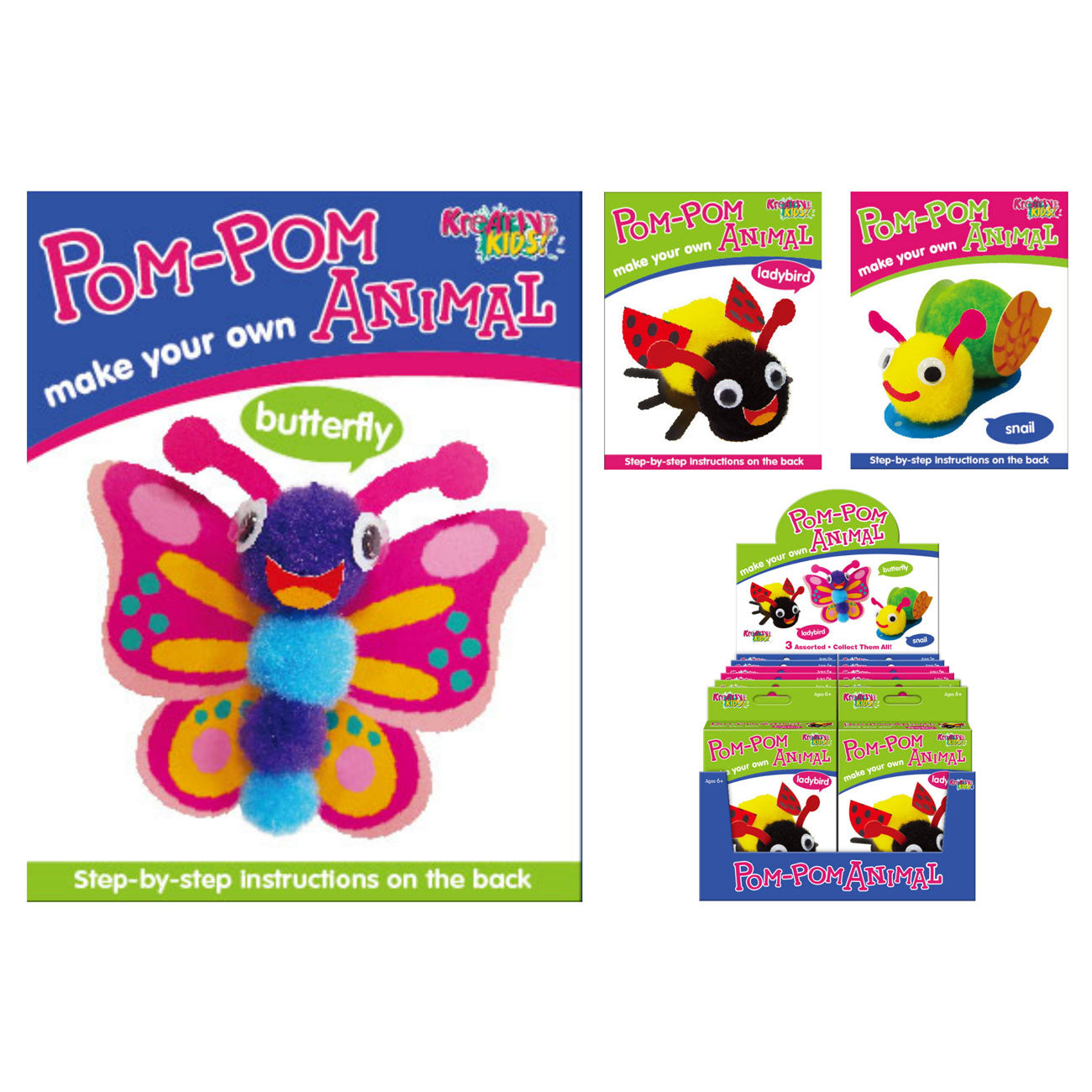 Craft Your Own 3pc Pom Pom Animals Kit: Creative DIY Fun