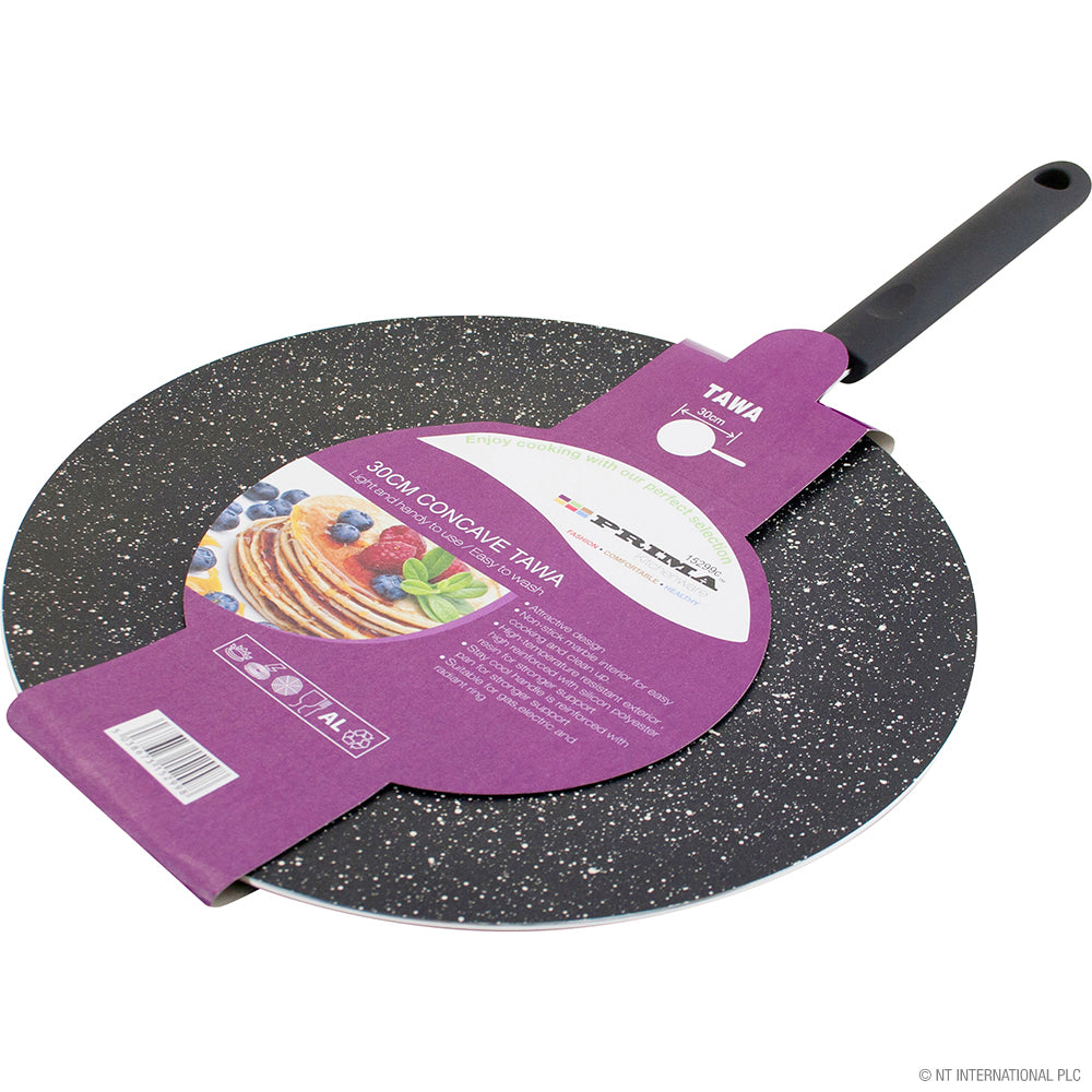 Tawa concave antiadhésive premium de 35 cm à points noirs pour une cuisson sans effort