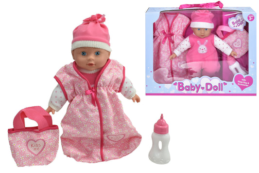 Adorable 13" Vinyl Baby Doll with Sleep Bag & Accessories