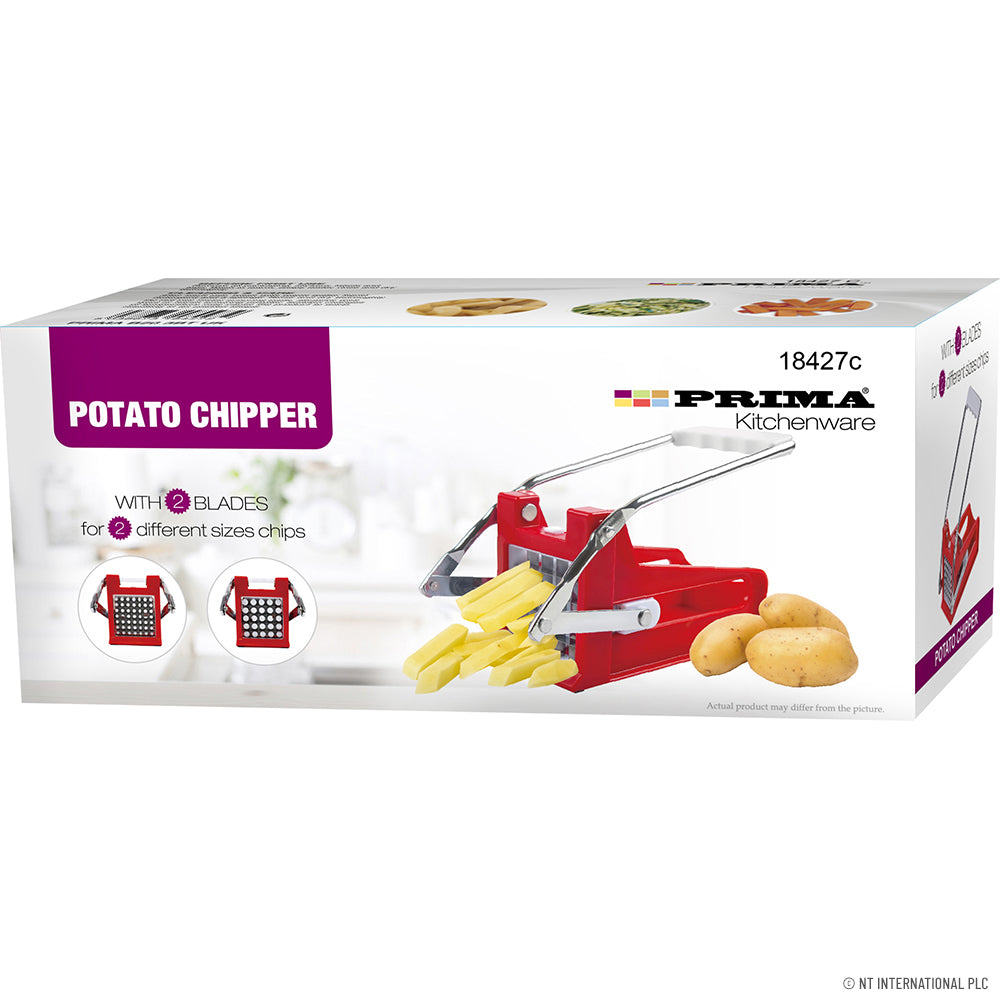 Préparation des pommes de terre sans effort : Coupe-frites 2 lames dans une élégante boîte colorée.
