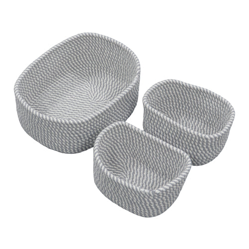 Organisez avec style grâce au lot de 3 paniers de rangement rectangulaires en corde de coton Edison.