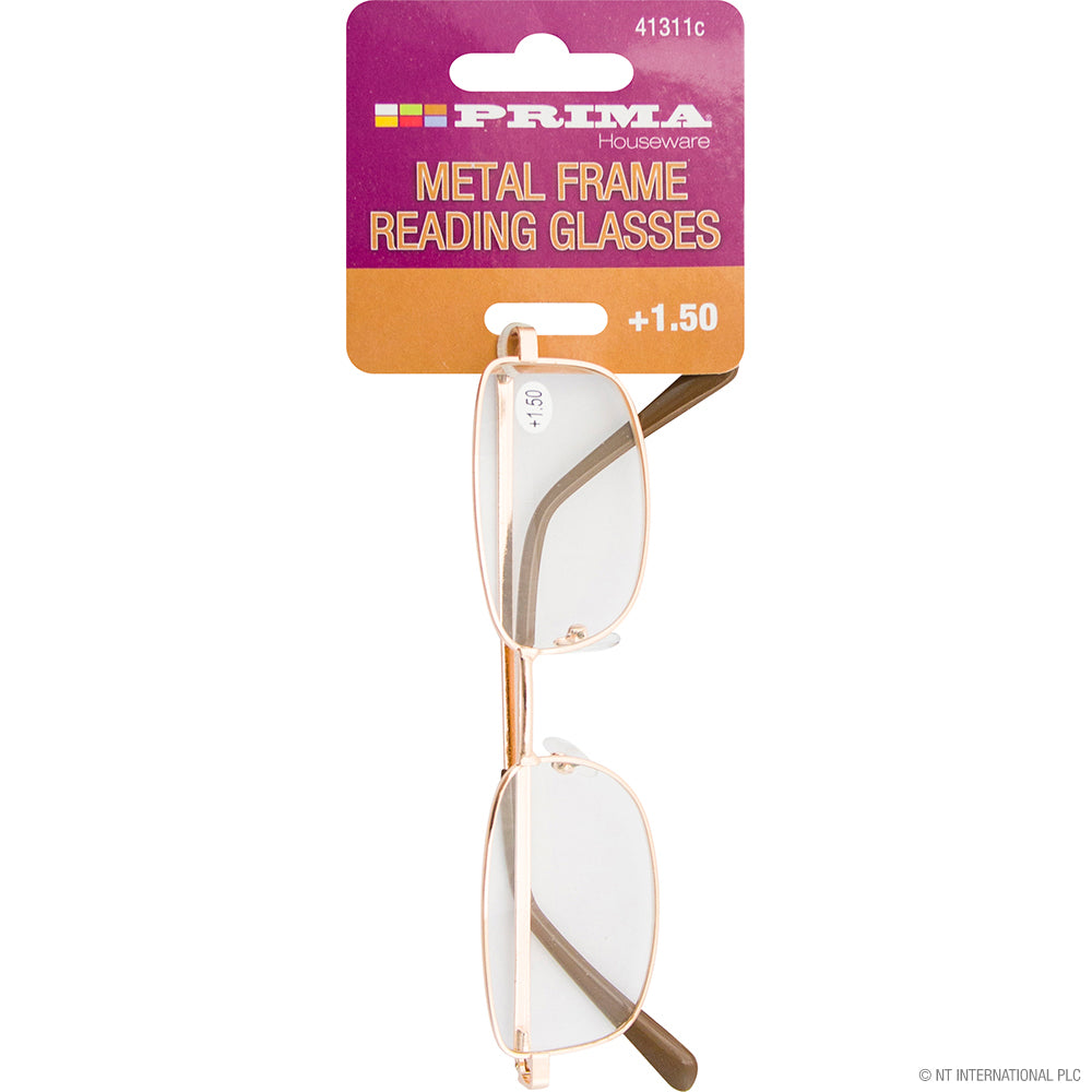 Stylish Metal Frame Reading Glasses +1.50 for Clear Vision.