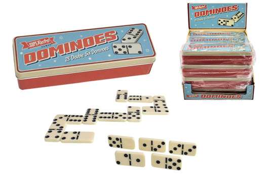 Classic 28pc Dominoes Set in Tin Box & Display Case