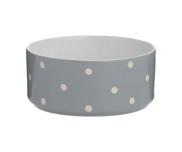 Jolie gamelle grise à pois de 18 cm pour chien | Trouvez la solution parfaite pour nourrir votre animal.