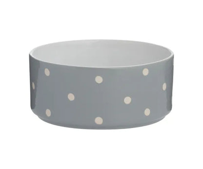 Jolie gamelle grise à pois de 18 cm pour chien | Trouvez la solution parfaite pour nourrir votre animal.