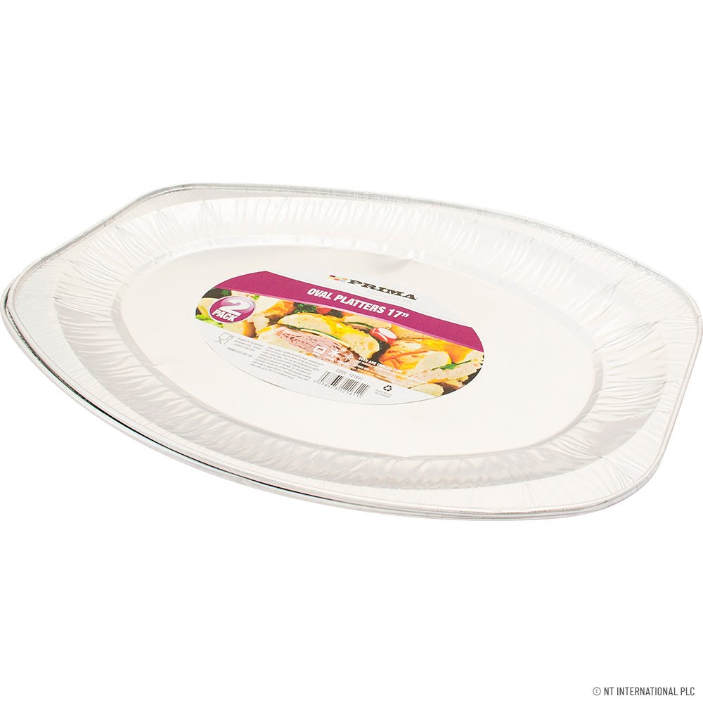 Améliorez votre expérience culinaire avec notre lot de 2 plats ovales moyens en aluminium de 43 cm – une solution de service élégante et durable