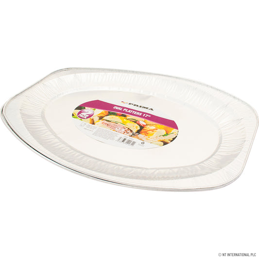 Améliorez votre expérience culinaire avec notre lot de 2 plats ovales moyens en aluminium de 43 cm – une solution de service élégante et durable