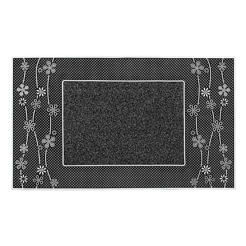 Paillasson PVC Métallisé Marguerite - Ajoutez une Touche de Glamour à Votre Entrée | Argent 45x75cm.