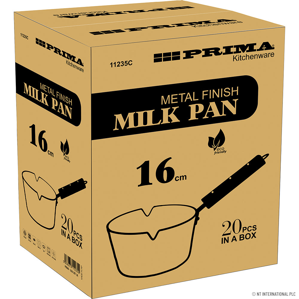 Casserole à lait premium de 16 cm avec manche en bois | Casserole à lait individuelle de haute qualité pour la cuisson