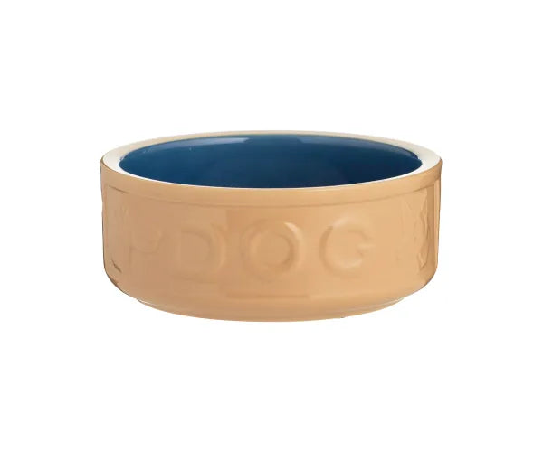 Gamelle pour Chien Lettres Bleues & Rotin 18cm - Solution d'Alimentation Élégante pour Animaux.