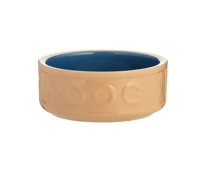 Gamelle pour Chien Lettres Bleues & Rotin 18cm - Solution d'Alimentation Élégante pour Animaux.