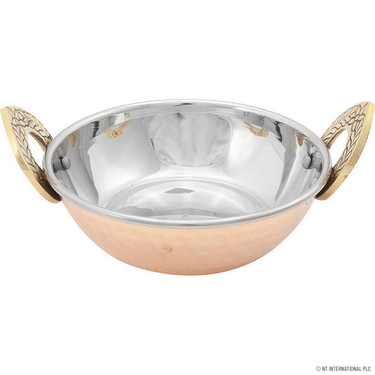 13cm Stainless Steel Balti Dish with Copper Base - Authentic Kadai for Exquisite Cooking