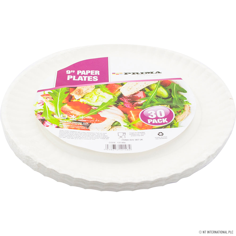 Premium 25-Pack 9" (23cm) Dinner Paper Plates for Elegant Dining