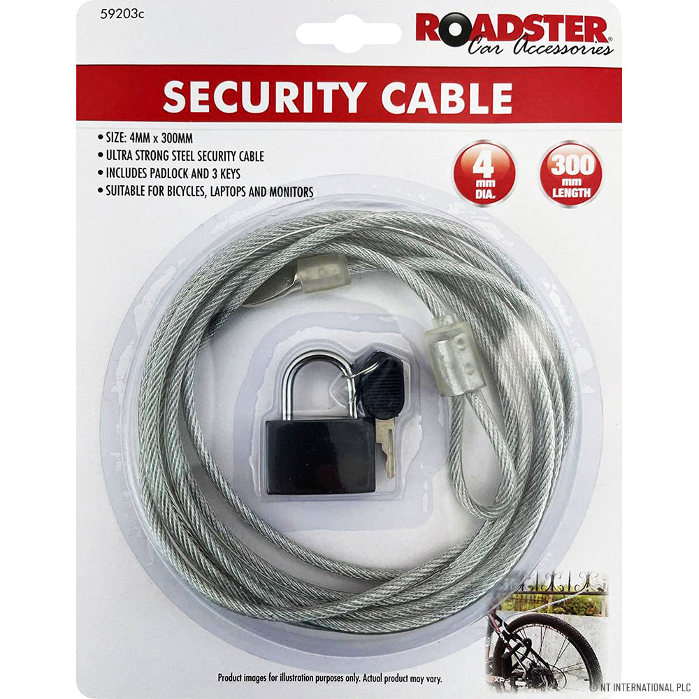 4 x 3000mm Security Cable Lock Padlock