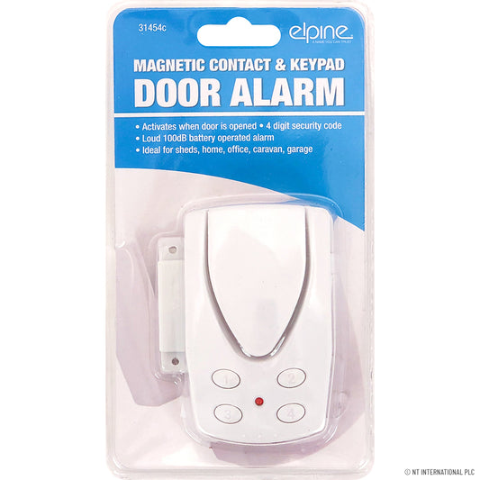 Alarme de porte Elpine avec contact magnétique et clavier.