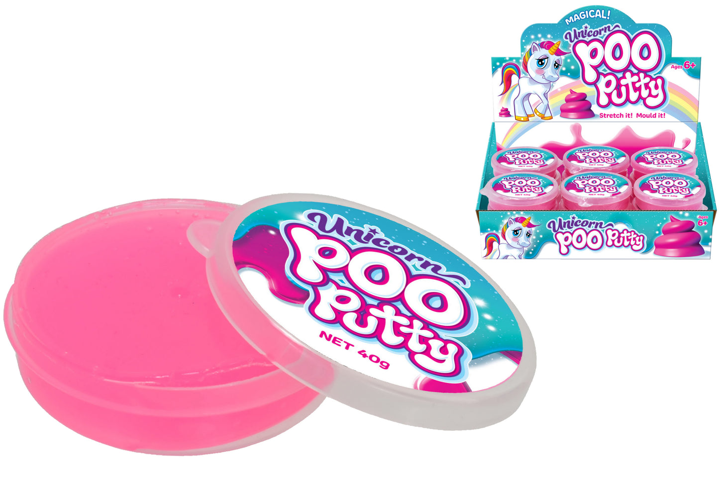 Explore la magie avec la pâte à prout licorne 40g en boîte de présentation