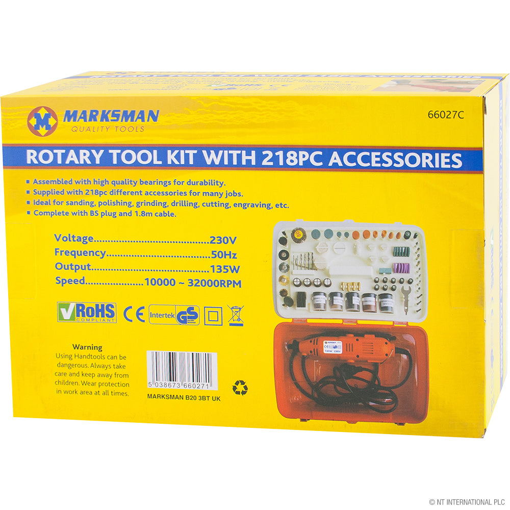 Trousse d'outils rotatifs - Découvrez 218 accessoires pour précision et puissance !
