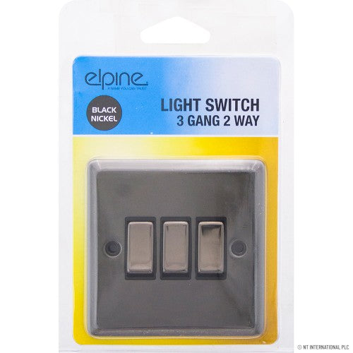 Upgrade Your Home Lighting with Style - 10A 3 Gang 2 Way Light Switch in Elegant Black Nickel Finish