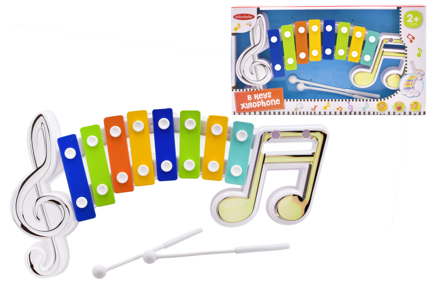 Découvrez la créativité musicale avec notre xylophone 8 touches dans un étui tactile ouvert.