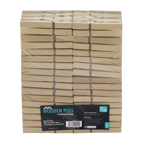 Pinces à linge en bouleau biologique - Lot de 102 | Pinces à linge écologiques.