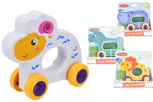 the Fun: Push 'N' Go Animals - 4 Assorted Designs for Kids 10m+