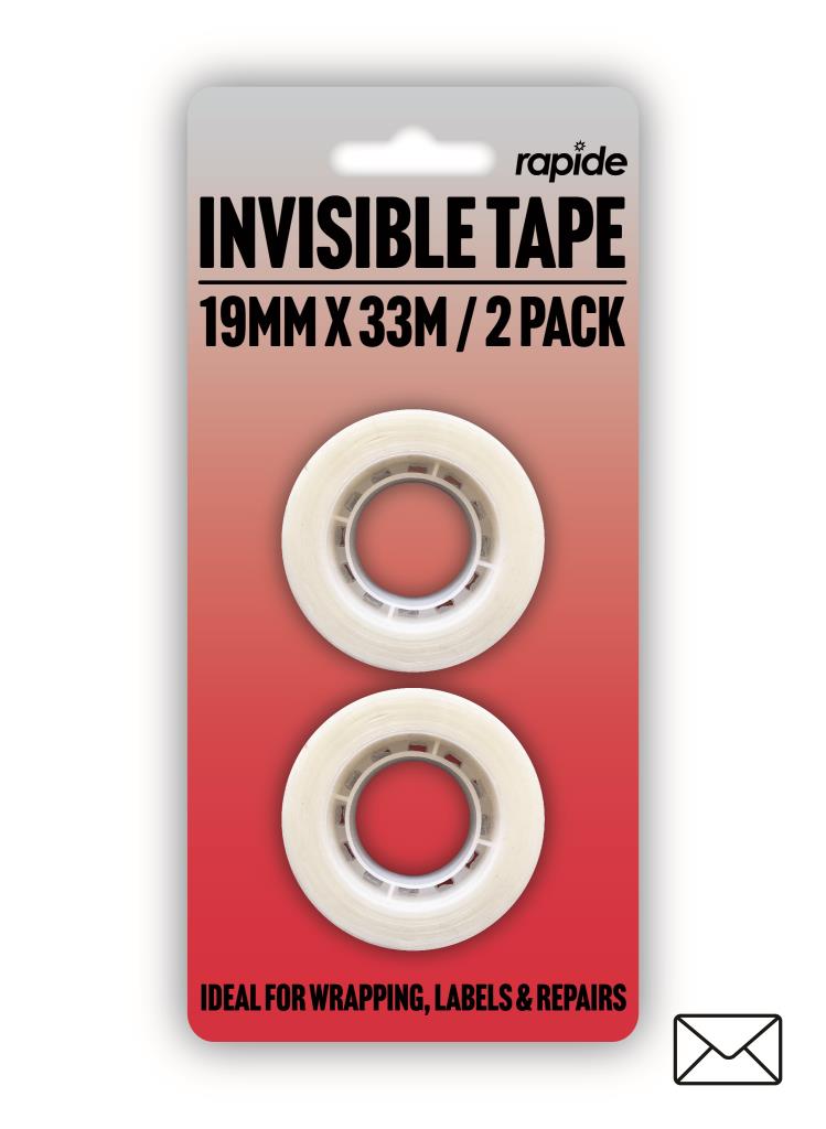 Invisible Tape 19mm x 33m 2PK - Clear Adhesive Tape for Office, Home, and Crafts