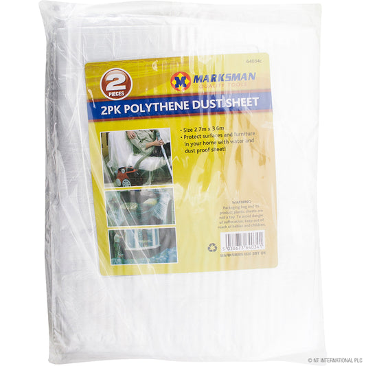 Protective 2pc Polythene Dust Sheet Set - 2.7m x 3.6m -