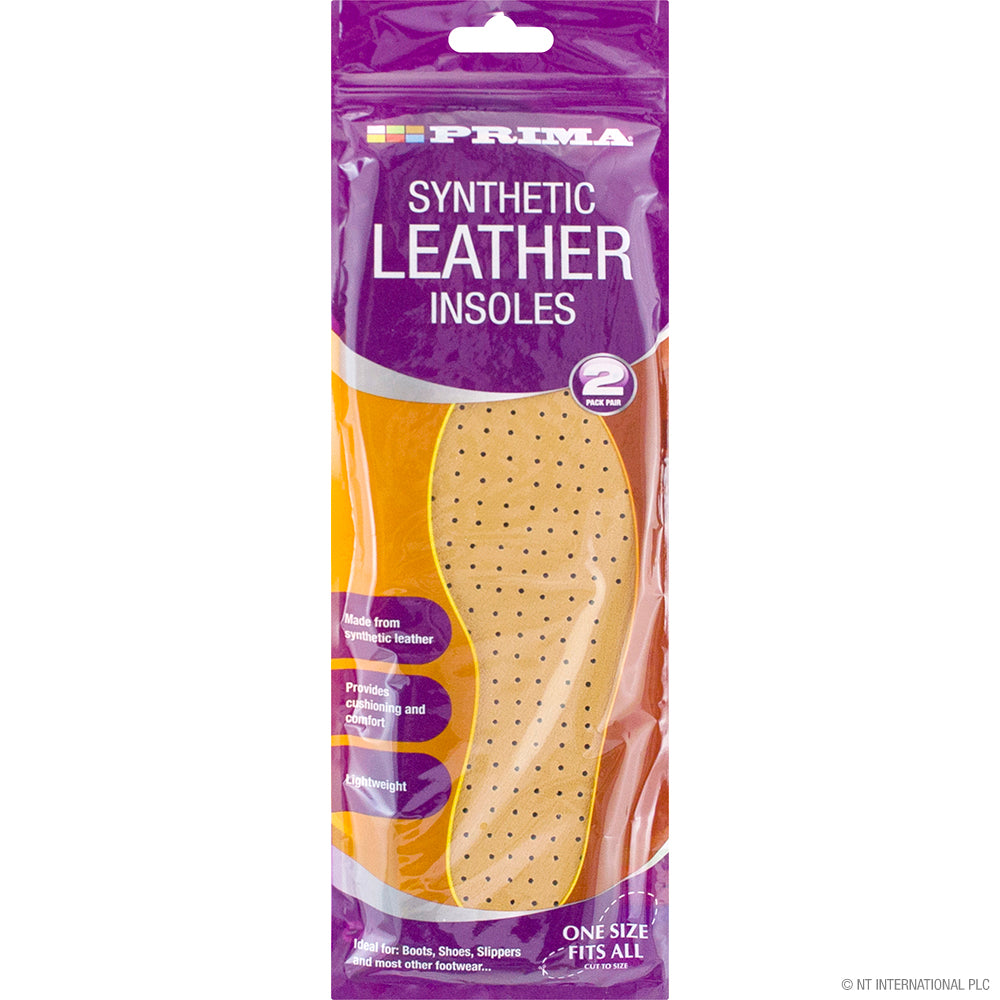 Upgrade Comfort with 2pc Synthetic Leather Insoles (Pair).