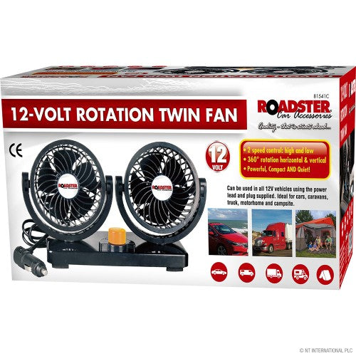 Restez au frais en déplacement avec le ventilateur de voiture double rotation 12 V | Emballé.