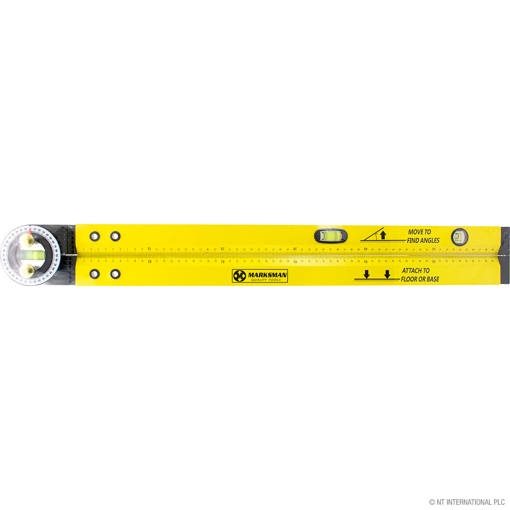 24" / 60cm Ruler & Angle Finder - Precision Measurement Tool in Vibrant Yellow