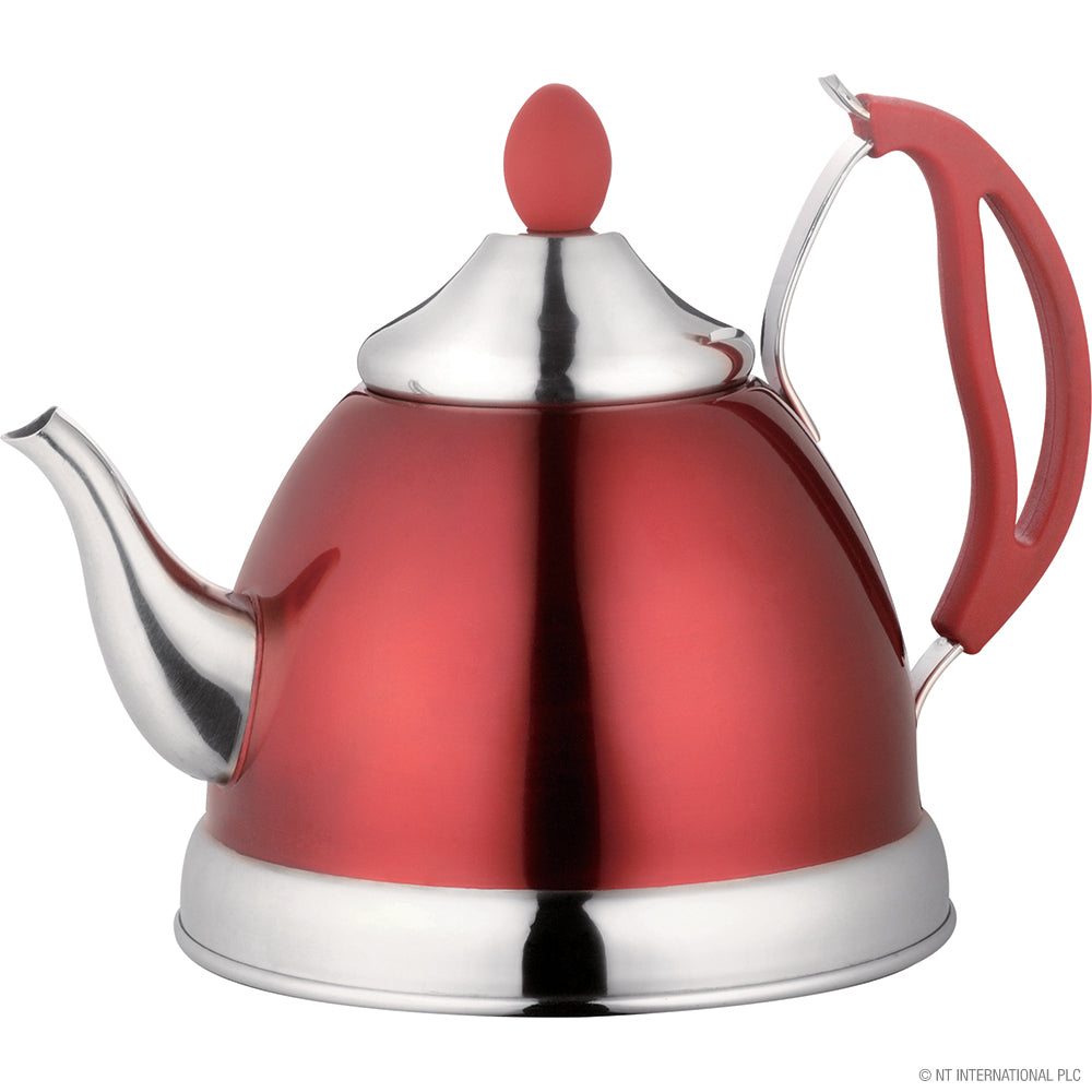 1.5L Red & Chrome Stainless Steel Teapot Stylish Tea Accessories