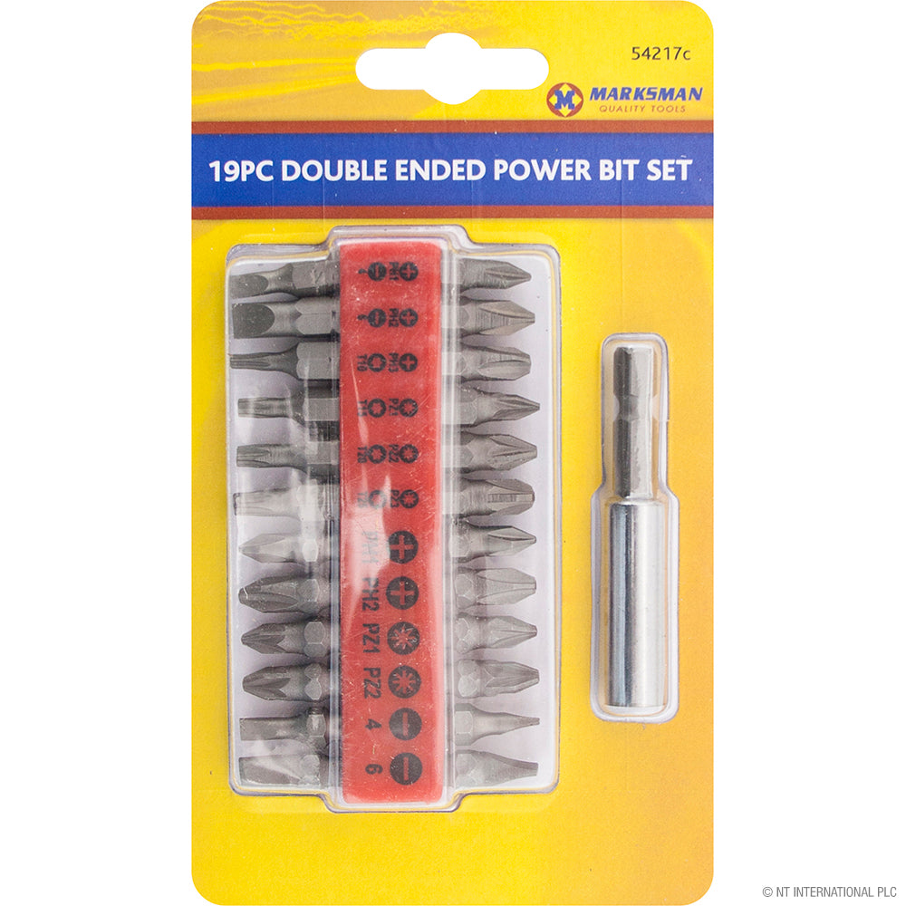 19pc Double End Power Bit Set - Plus Holder Quality Tools for Precision Work