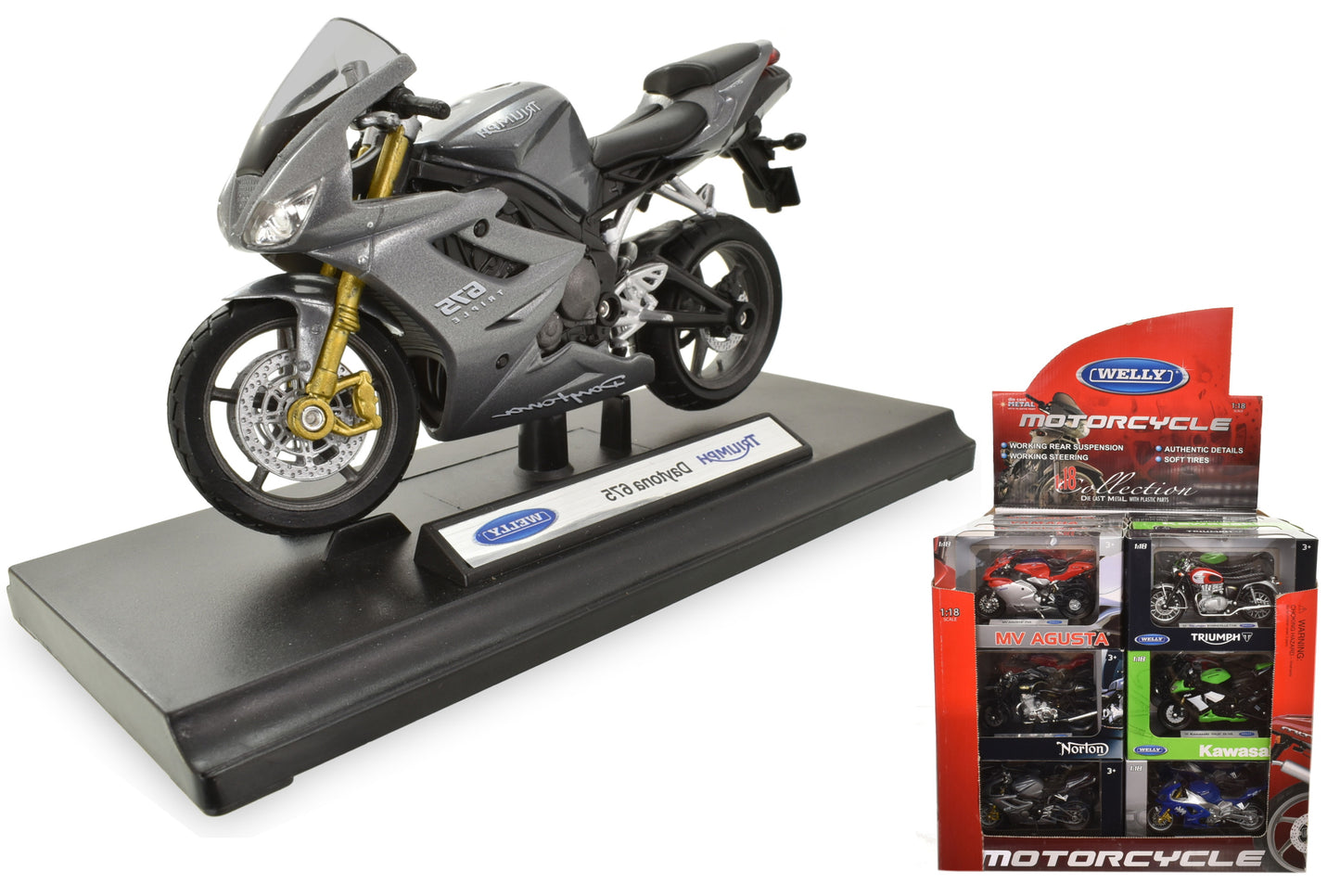 Découvrez les motos sous licence D/C à l'échelle 1:18