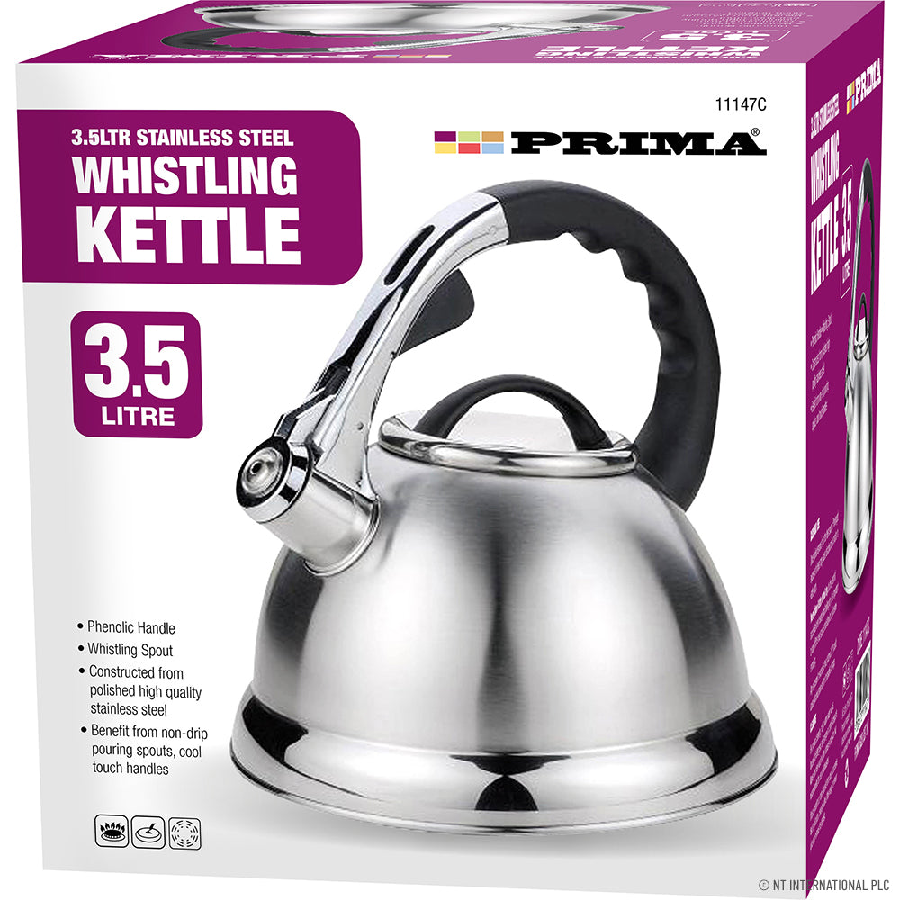Bouilloire sifflante premium de 3,5 L en chrome – Élégante et efficace pour votre cuisine