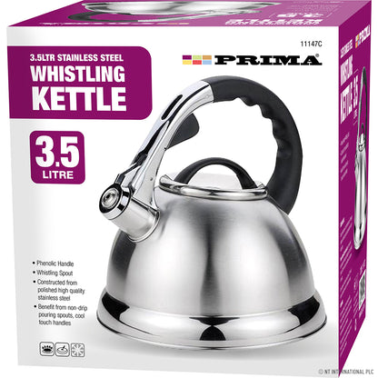 Bouilloire sifflante premium de 3,5 L en chrome – Élégante et efficace pour votre cuisine