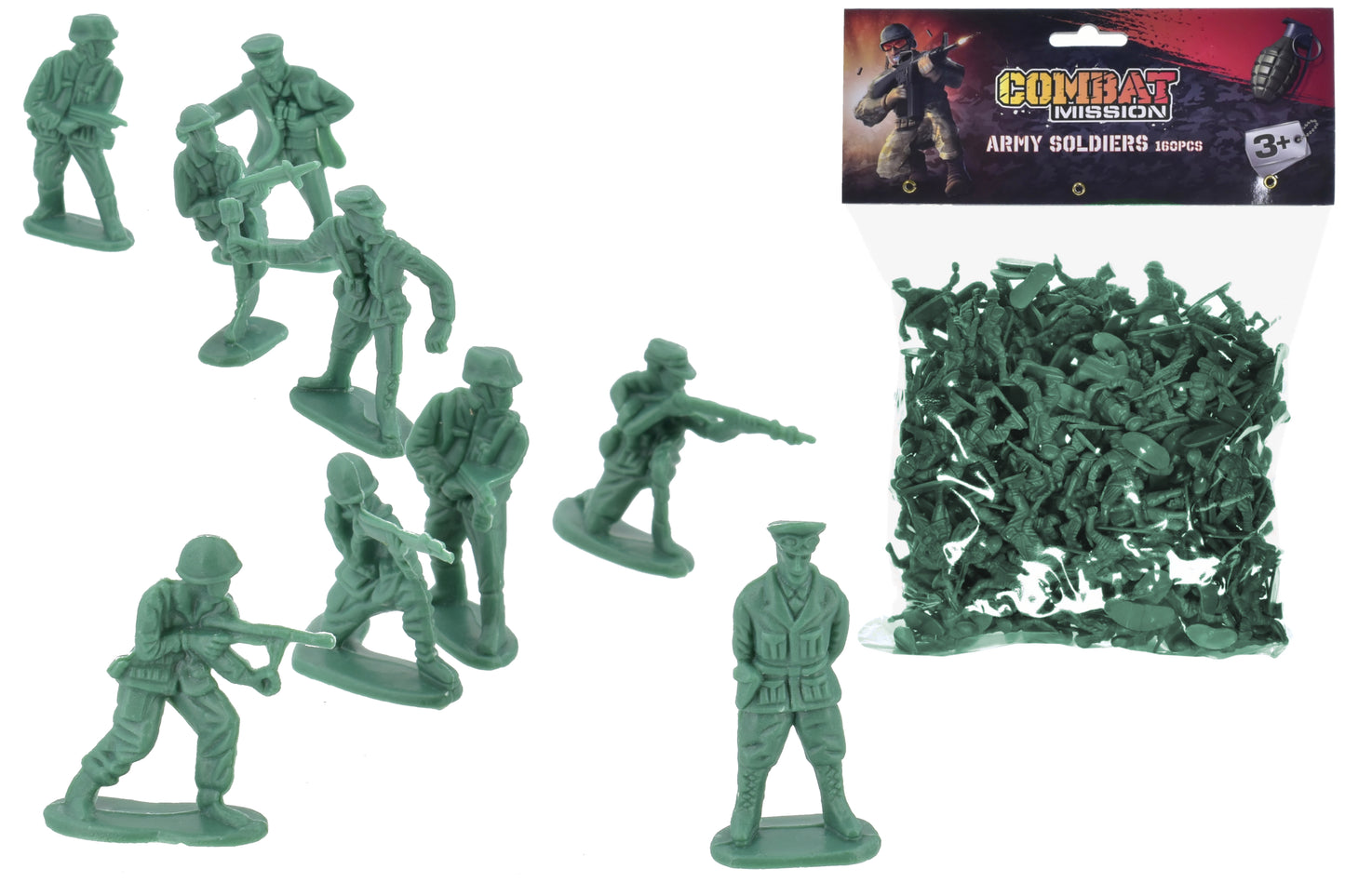 Get Tactical with Our 'Combat Mission' PVC Army Soldiers - 160pc Bag