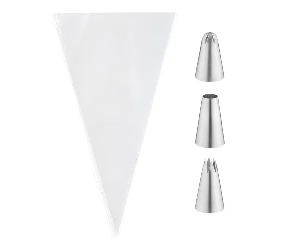 Améliorez vos compétences en poche à douille : Lot de 3 douilles moyennes avec 6 poches | Essentiels de pâtisserie.