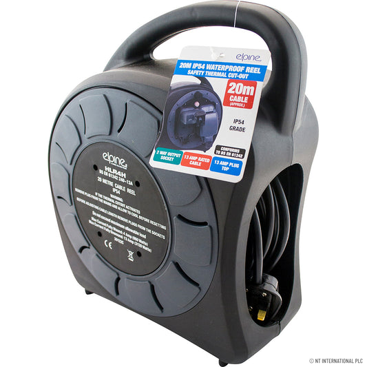 Outdoor Power Connectivity with our 20m 2 Gang IP Waterproof Cable Reel - Ideal for Outdoor Spaces.