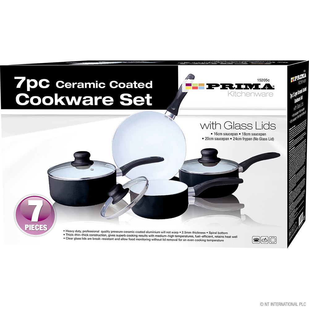 Batterie de cuisine 7 pièces en céramique noire élégante – Qualité et style haut de gamme