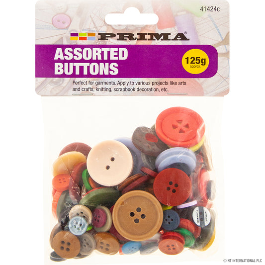 125g Assorted Buttons Vibrant Mix of Colors for Crafting