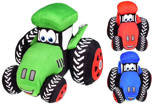 the Cozy Collection: Plush Tractors in 3 Assorted Colors