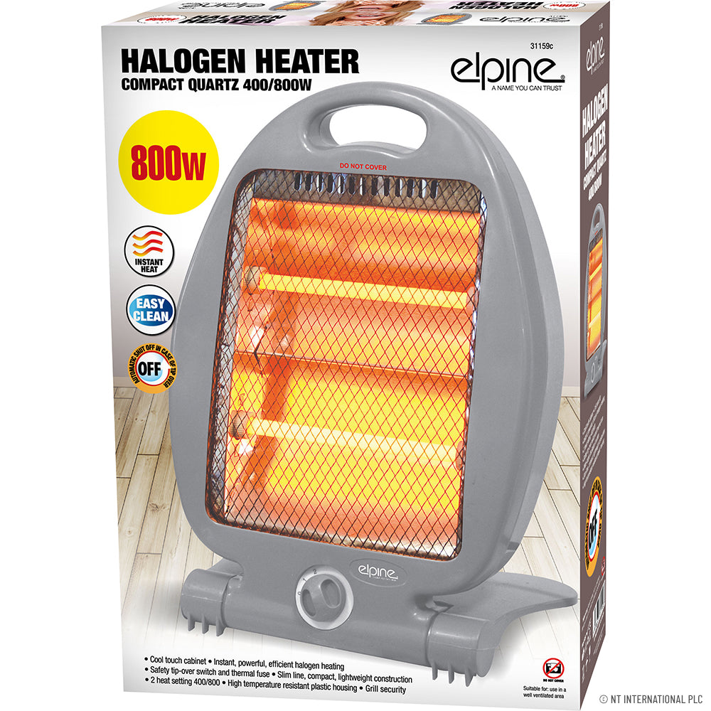 Restez au chaud efficacement : Chauffage halogène à quartz 2 barres 800 W pour un confort douillet.