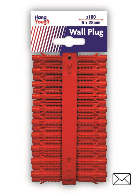 Premium Quality Red Wall Plugs 6mm x 28mm - Pack of 100 | Reliable Anchoring