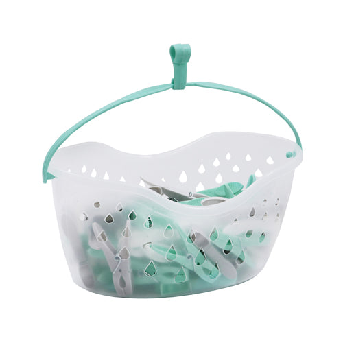 Organisez en toute simplicité : Panier à pinces avec 36 pinces en plastique | Accessoire de lessive pratique.