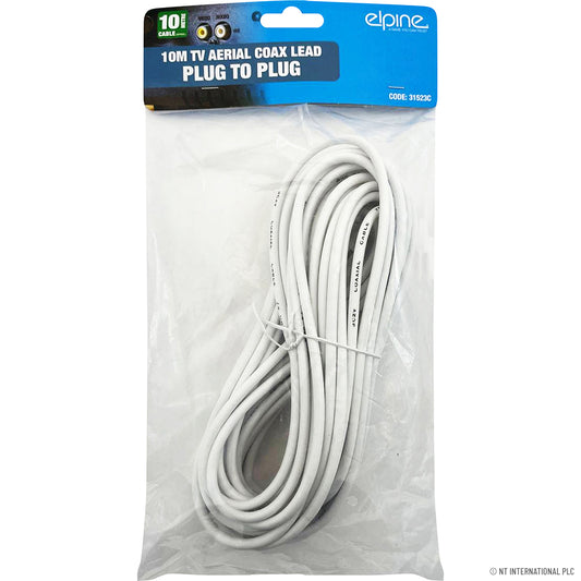 10m TV Aerial Coax Lead - Reliable Plug-to-Plug Connection