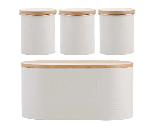 Organisez avec style : Ensemble de 4 boîtes de conservation Typhoon Essentials Oatmeal.