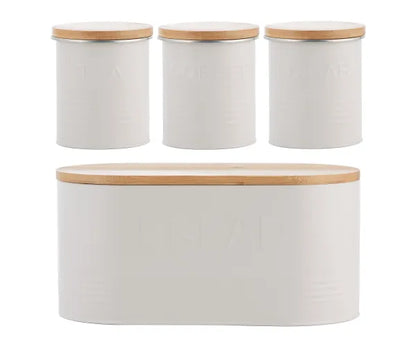 Organisez avec style : Ensemble de 4 boîtes de conservation Typhoon Essentials Oatmeal.