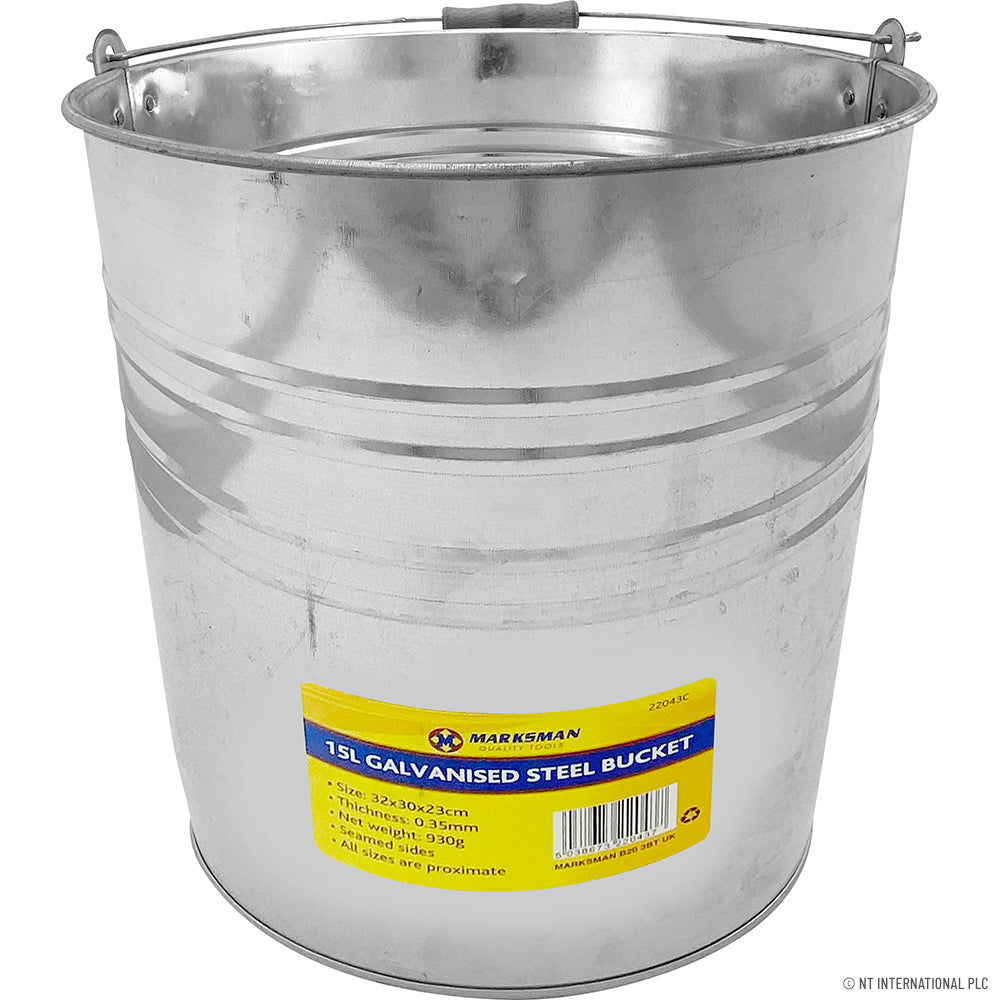 15L Galvanized Steel Bucket / Bin - Rust-Resistant Storage Solution.