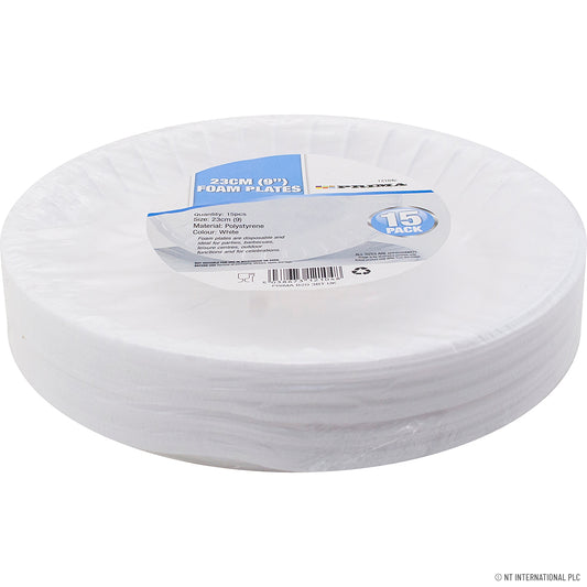 Assiettes en mousse de qualité supérieure 9" (23 cm) – Paquet de 15 – Classifoam | Assiettes jetables pour des repas élégants