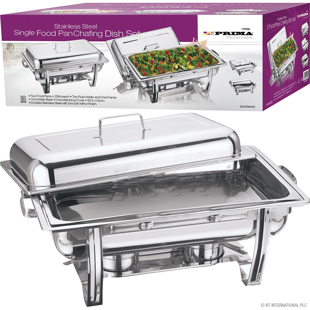 Plat à Réchaud en Acier Inoxydable de Qualité Supérieure 8,5 L (Simple) - Solution de Buffet Élégante pour Événements Traiteur
